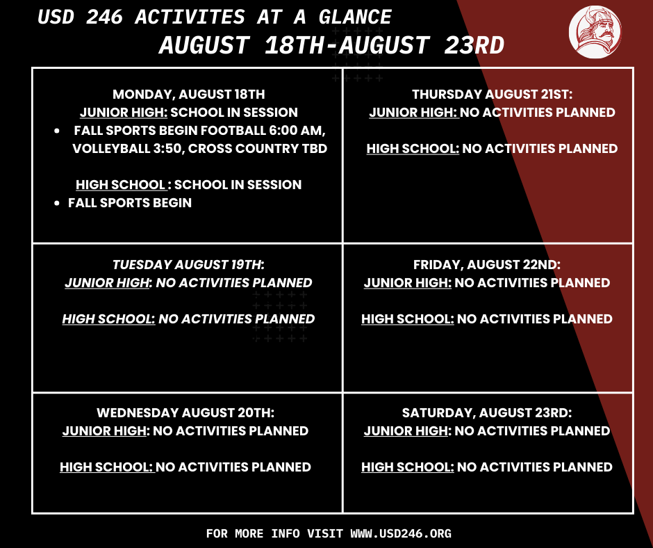 events for Aug 18-23