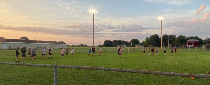 football practice in the early morning