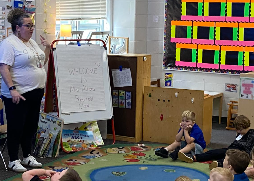 Mrs Alters teaching PreK Students