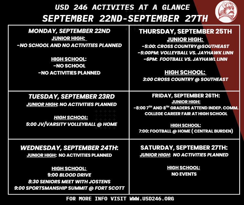 weekly events 9-22 thru 27