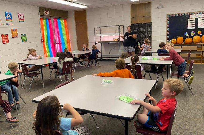 Mrs. Kotzman teaching Kindergarten