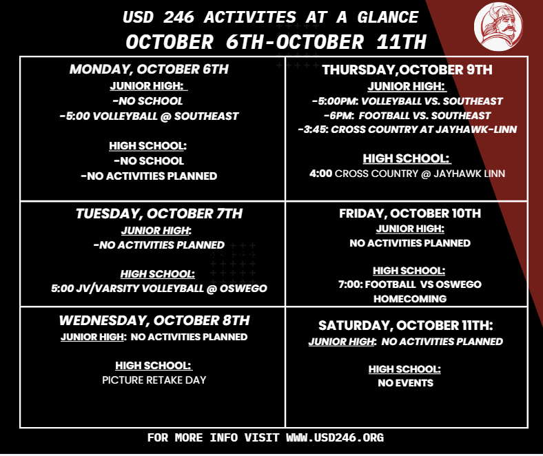 weekly events 10-6 to 11th