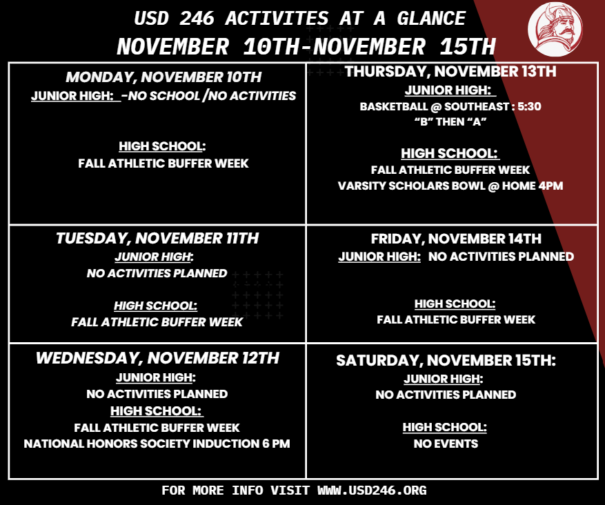 weekly events november 10 through 15