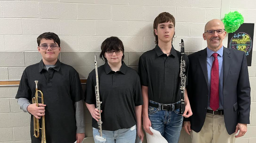 JH band students with Dr. Streeter