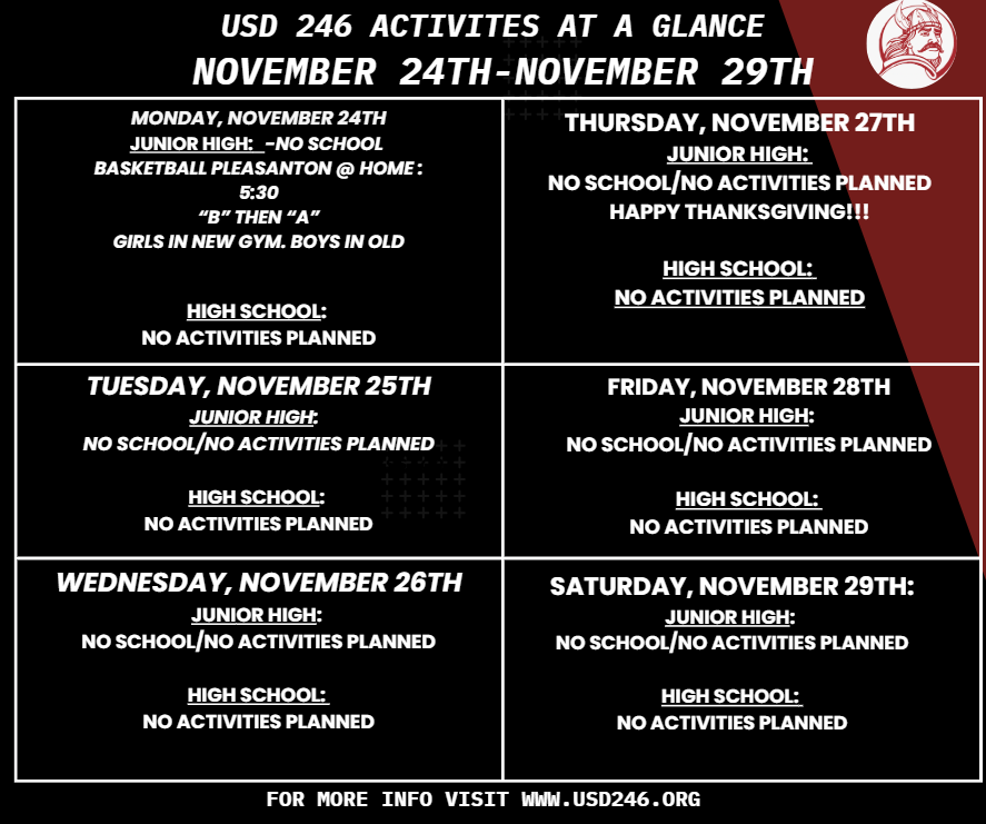 weekly events November 24 through 29