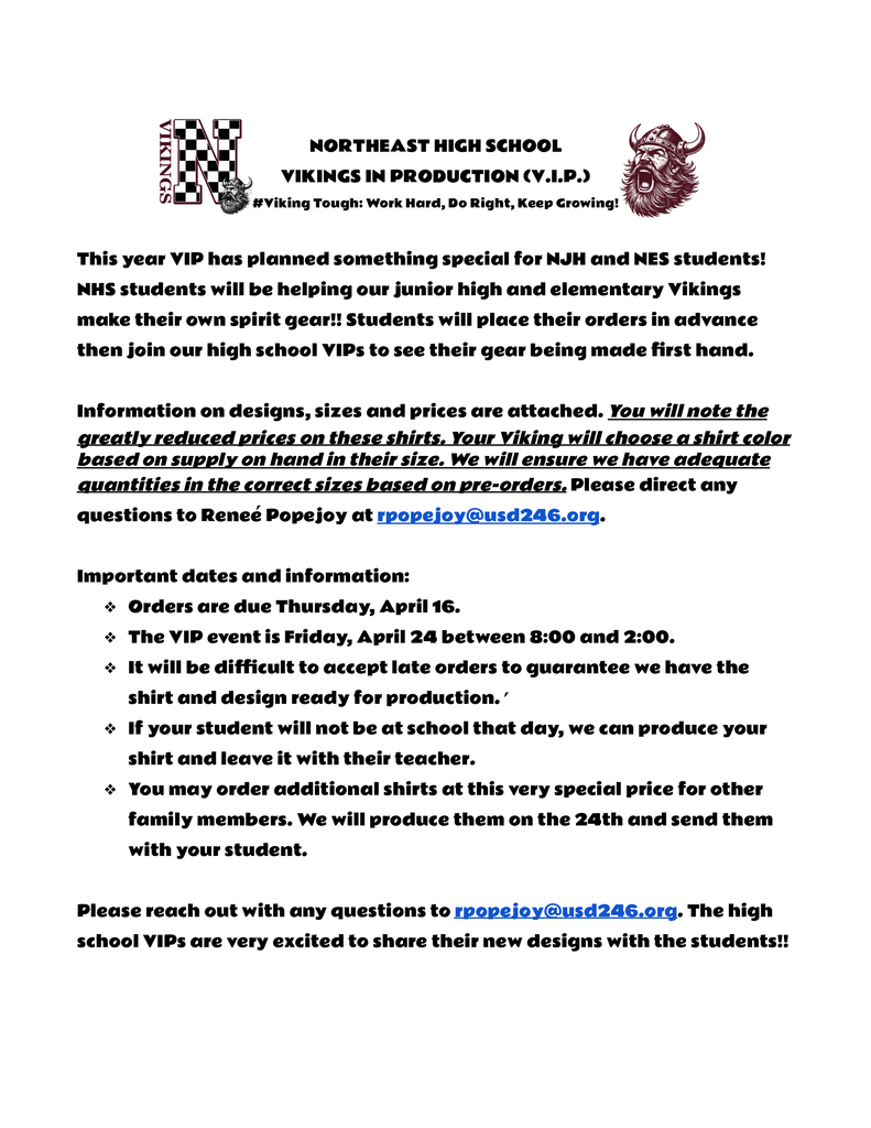 Parent letter for VIP Kids Day 2026