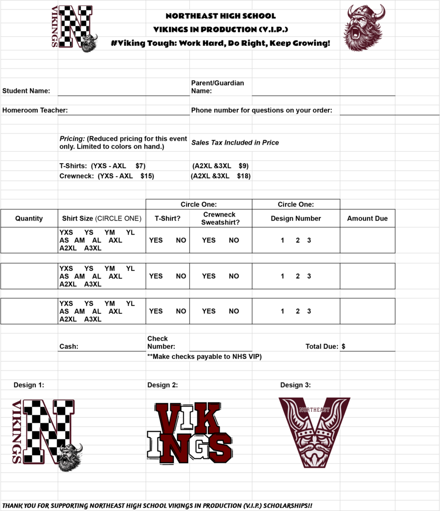 Order form for VIP Kids Day 2026