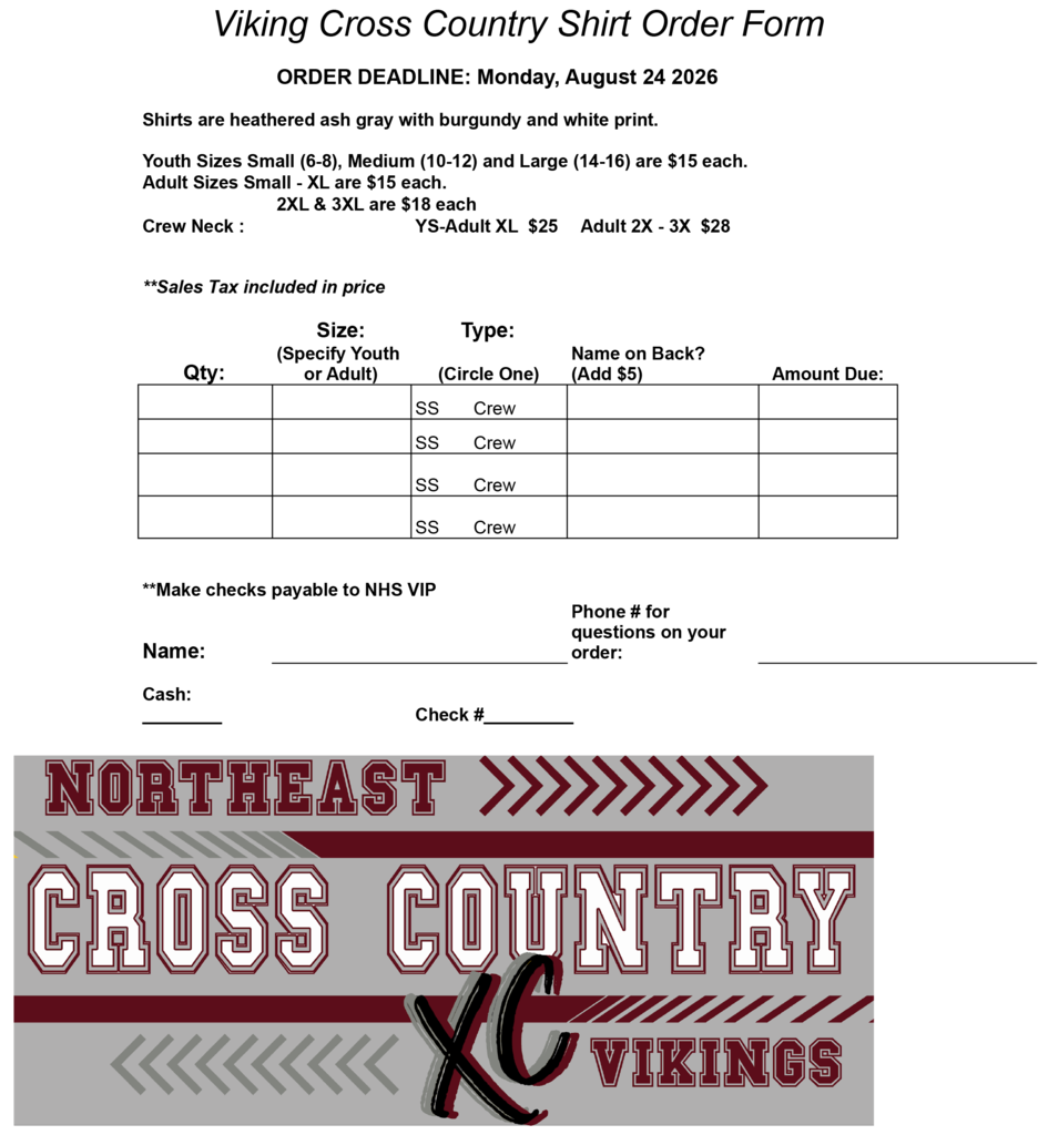 Support our cross country team by wearing this shirt!