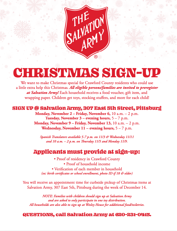 Christmas sign-up information