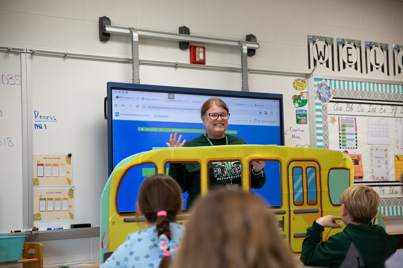 Director of Transportation teaching the kids about safety