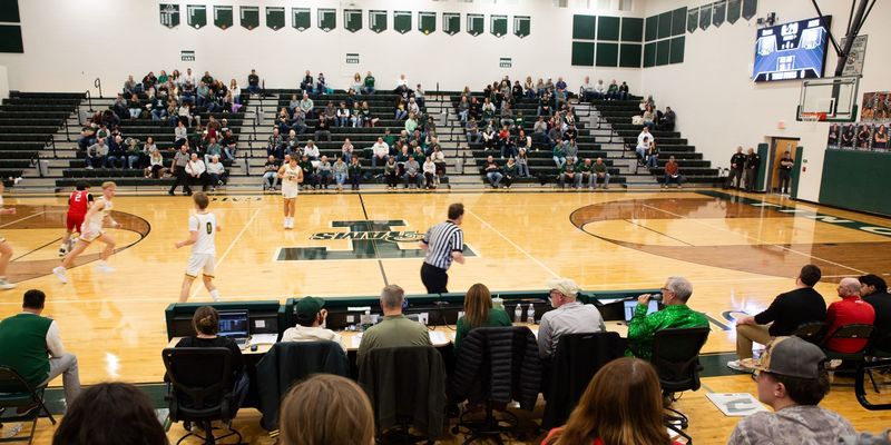 Gene Sugg at the announcer table