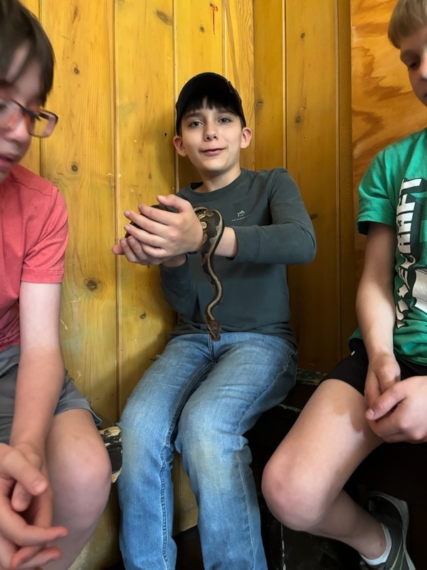 child holding a snake