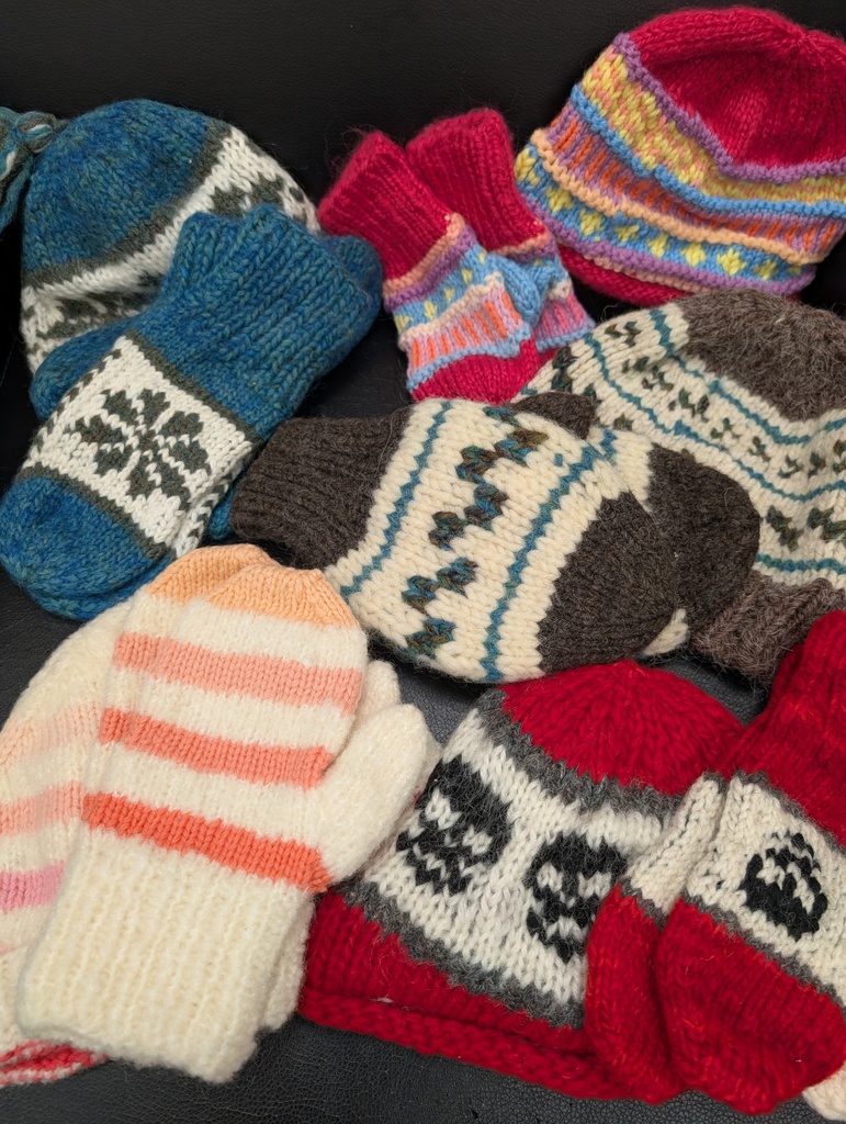 donated handmade hats and mittens