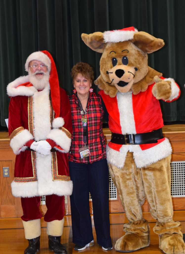 Santa, Ms. Silver, and Bobby Bobcat