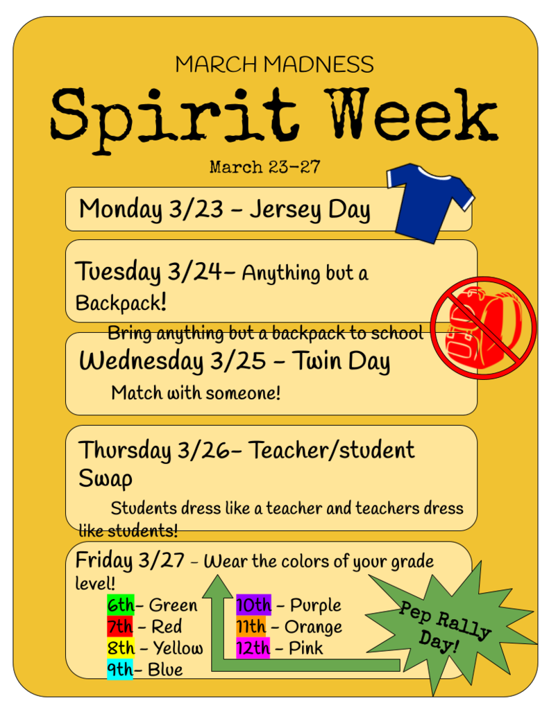 Spirit Week - March 23 - March 27