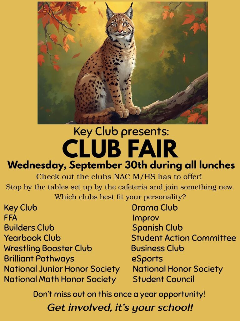 MHS Club Fair Presented by Key Club - Wednesday, September 30 during lunches