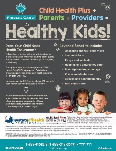 Fidelis Child Health Plus flyer