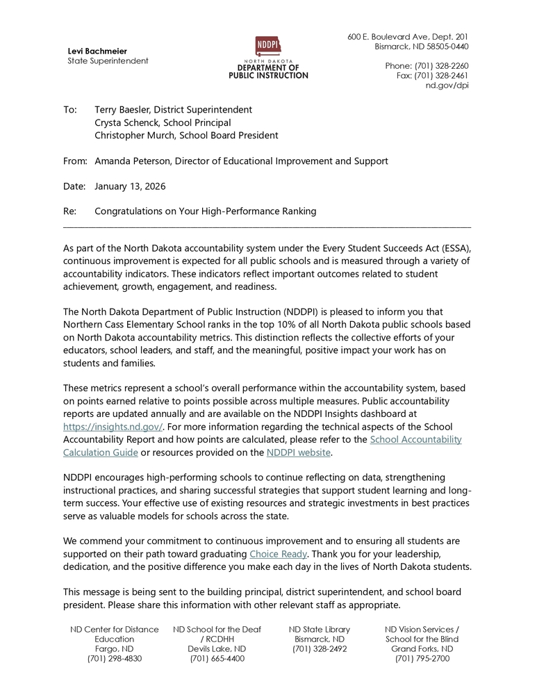 Congratulations NC Elementary!