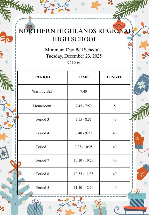 Winter Break Special Schedule