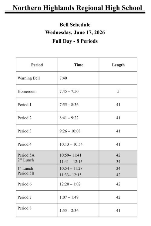 Special Schedule for 6/17/26