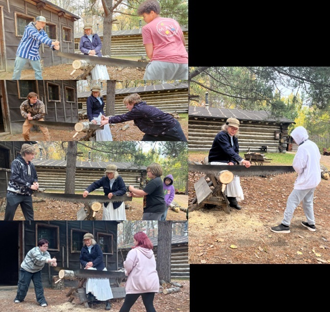 Forest History Center - kids learning how to saw logs