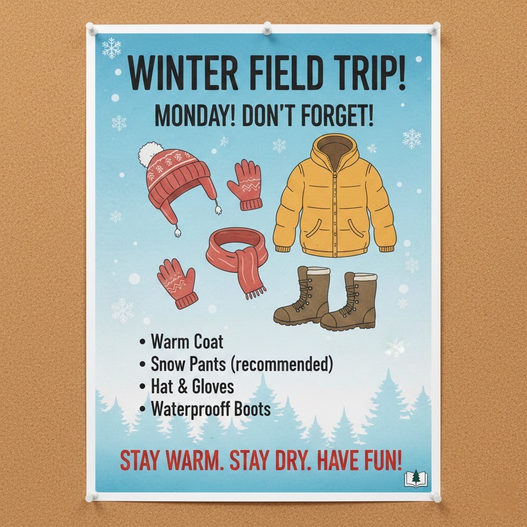 Winter Clothing reminder