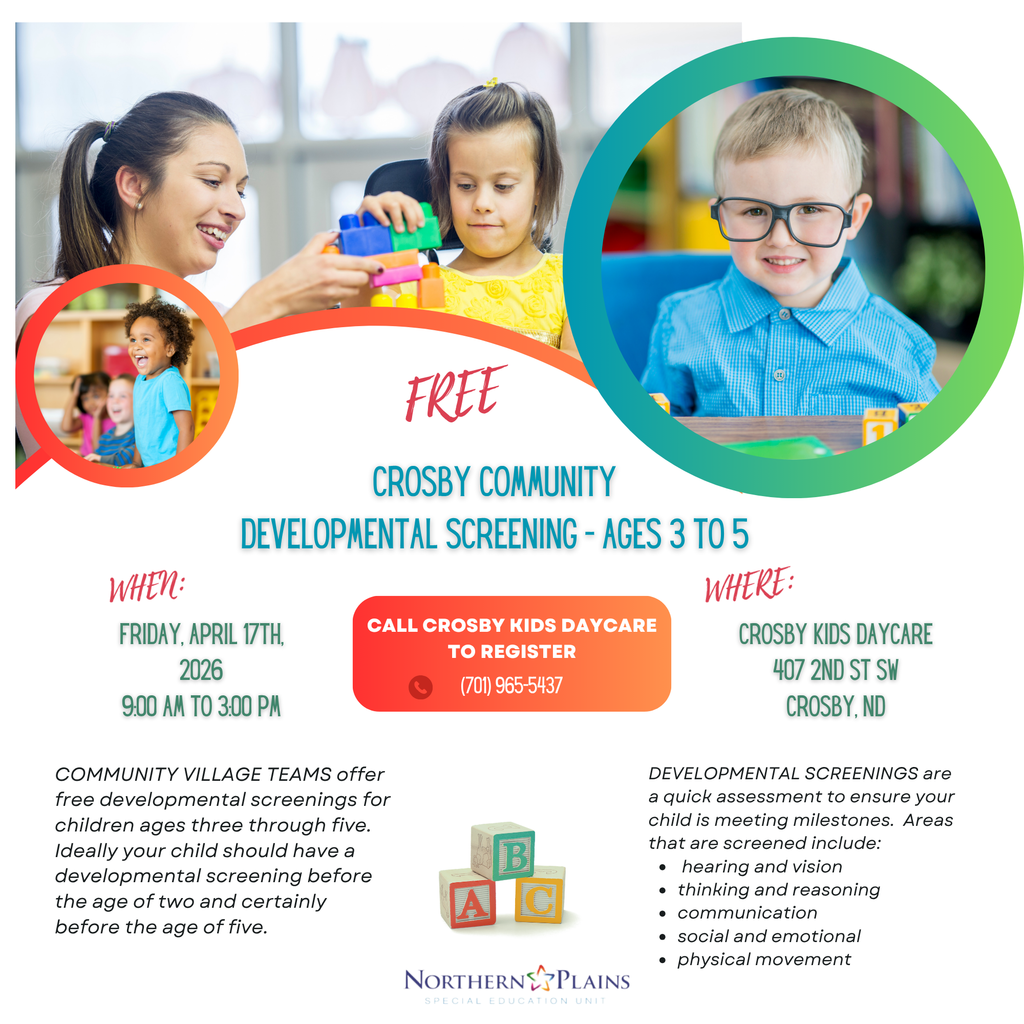 Divide County Screening Event - Ages 3 to 5