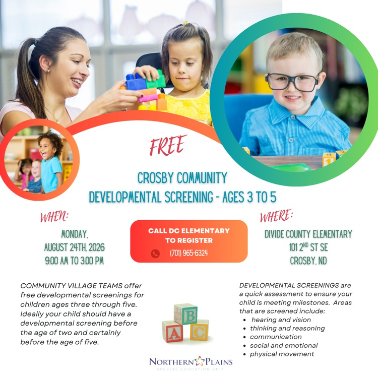 Divide County Screening Event - Ages 3 to 5