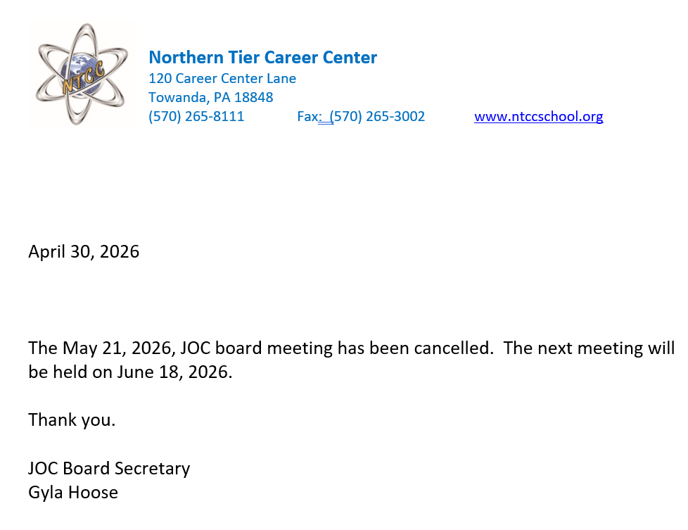 5.21.26 JOC Board Mtg Cancellation