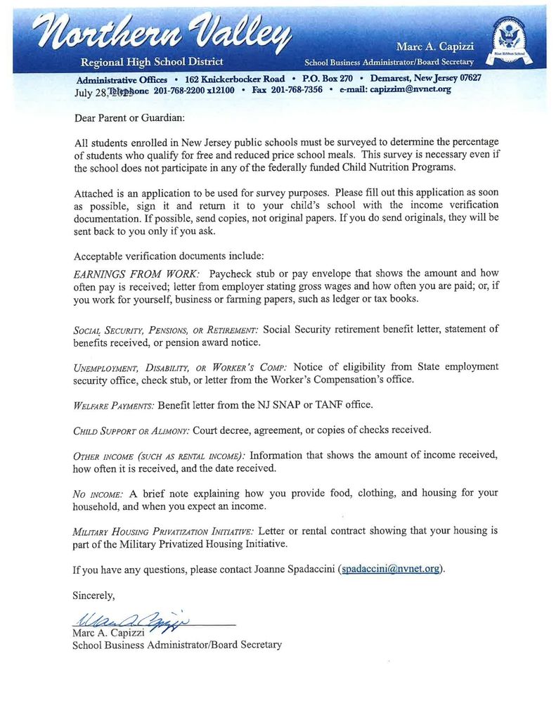 Free & Reduced letter (English)