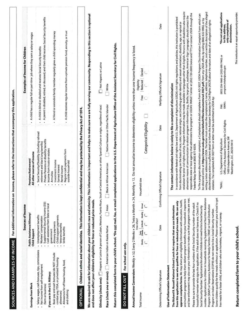 Free & Reduced letter (English)