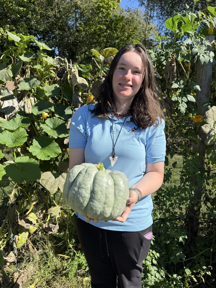 student and pumpkin