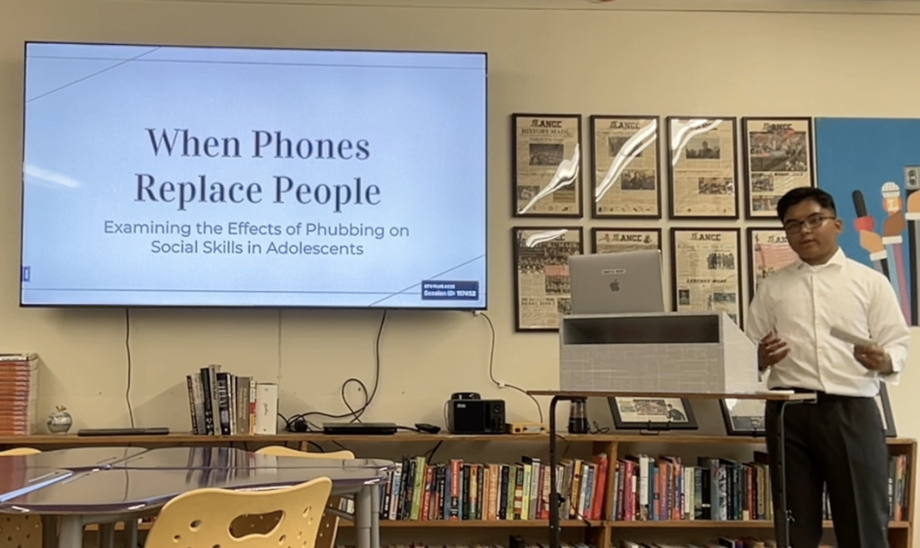student presenting