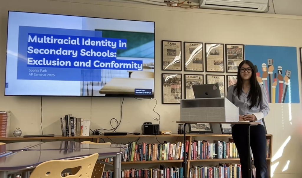 Student presenting