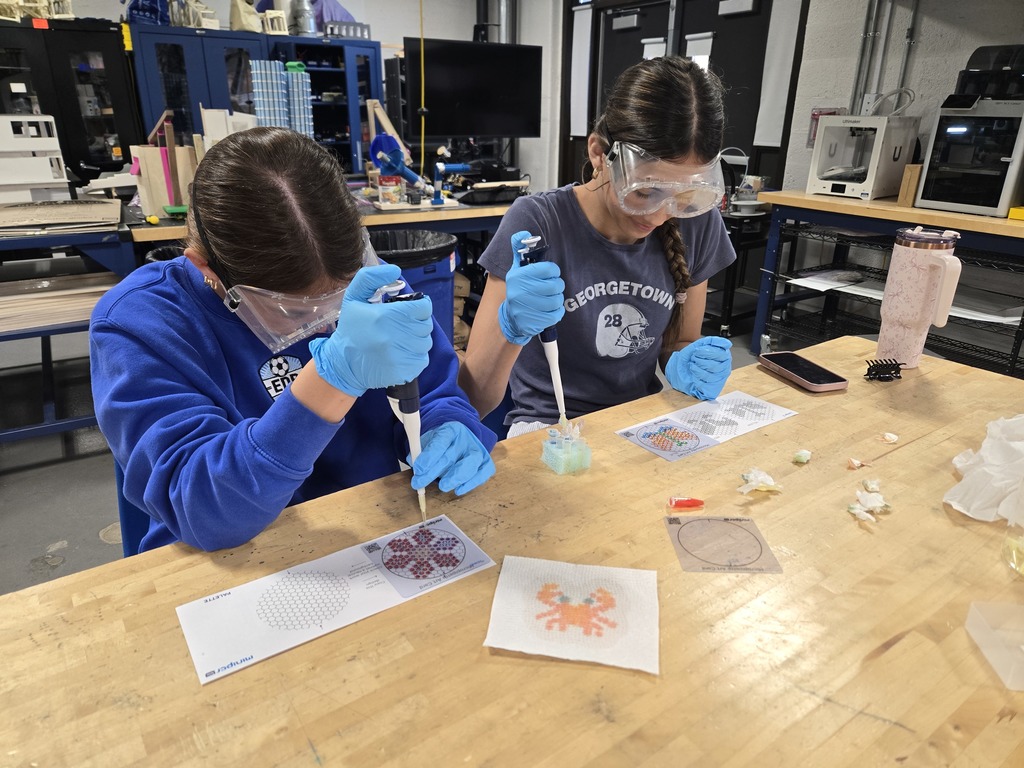 Girls pipetting art designs