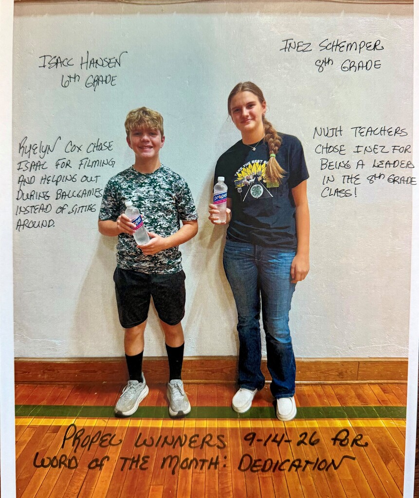word of the month: Dedication.  Here are the NVMS propel winners for 9-14-16
