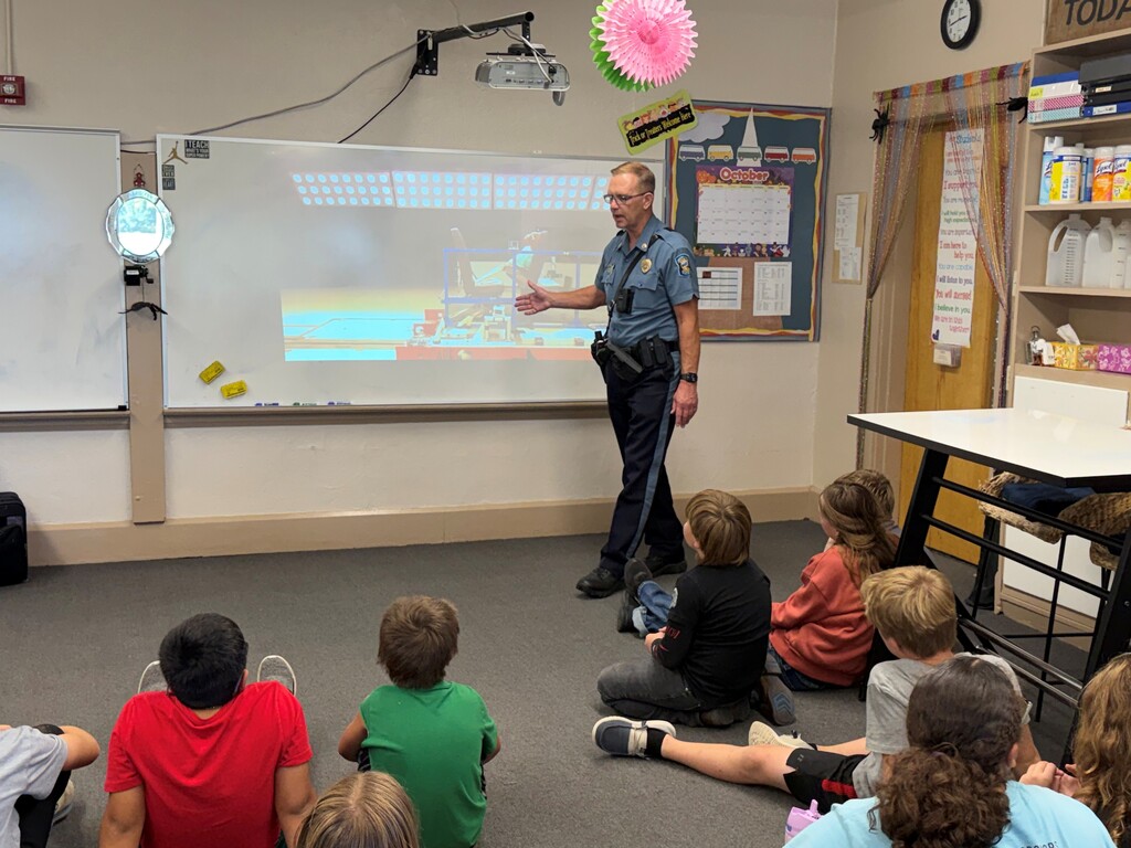Bus safety presentation with Trooper Todd!