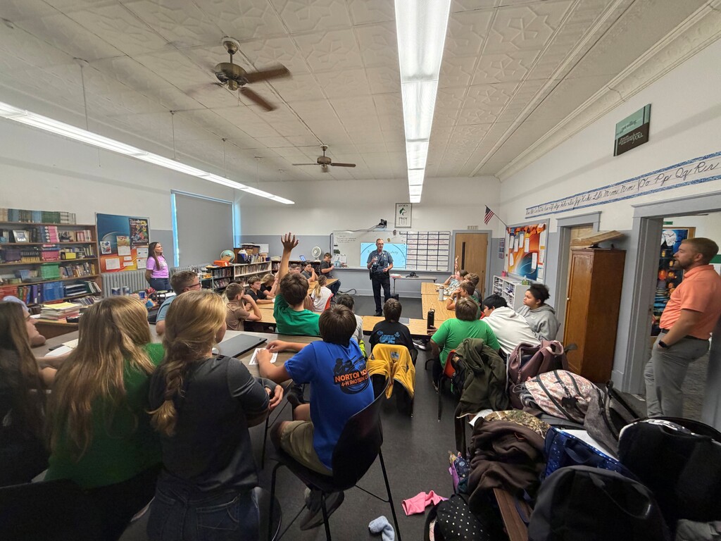 Bus safety presentation with Trooper Todd!