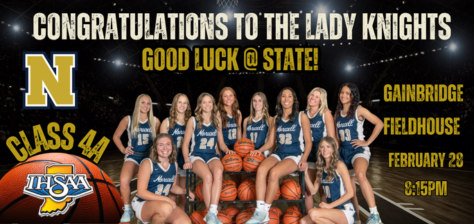 🏀💙 Proud of our Lady Knights! They’ve battled all season long, and now it’s time to shine on the biggest stage. Good luck at State — bring it home! ⭐️⚔️ #GoKnights #StateBound #IHSAA #Class4A