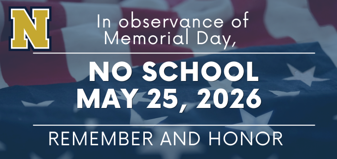 No School may 25, in observance of memorial day