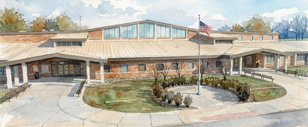 AI image of front of building to look like a watercolor