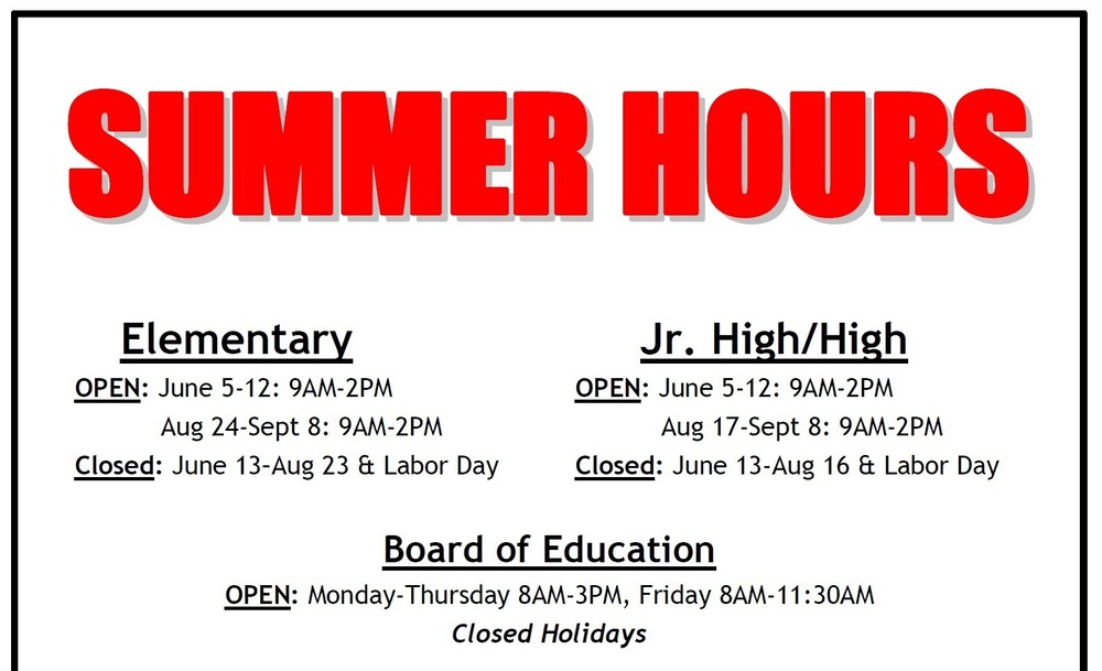 Summer Hours sign