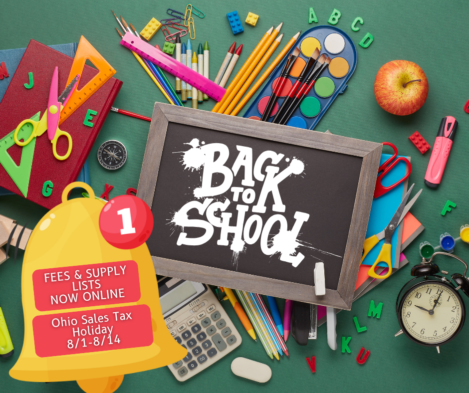 clipart of school supplies back to school on chalk board 𝟐𝟎𝟐𝟓-𝟐𝟎𝟐𝟔 𝐅𝐞𝐞𝐬 & 𝐒𝐮𝐩𝐩𝐥𝐲 𝐋𝐢𝐬𝐭𝐬 𝐍𝐨𝐰 𝐏𝐨𝐬𝐭𝐞𝐝 𝐎𝐧𝐥𝐢𝐧𝐞   https://www.knightpride.org/page/fees-supplies *Reminder Ohio Sales Tax Holiday is August 1, 2025-August 14, 2025 this year! https://tax.ohio.gov/.../sales-and-use/sales-tax-holiday