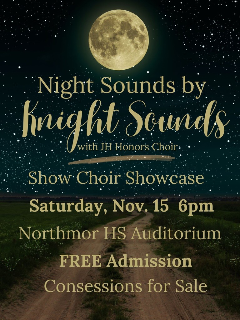 knightsounds flyer with photo of dirt road under a moon