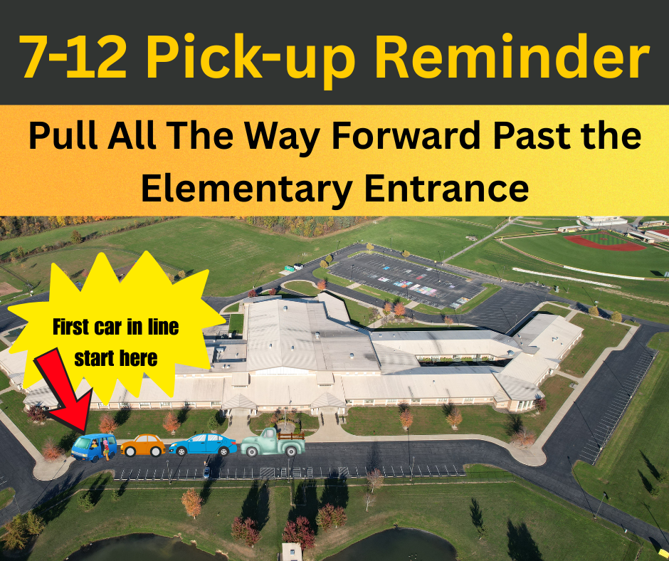 7-12 Pick-up Reminder with aerial photo of building