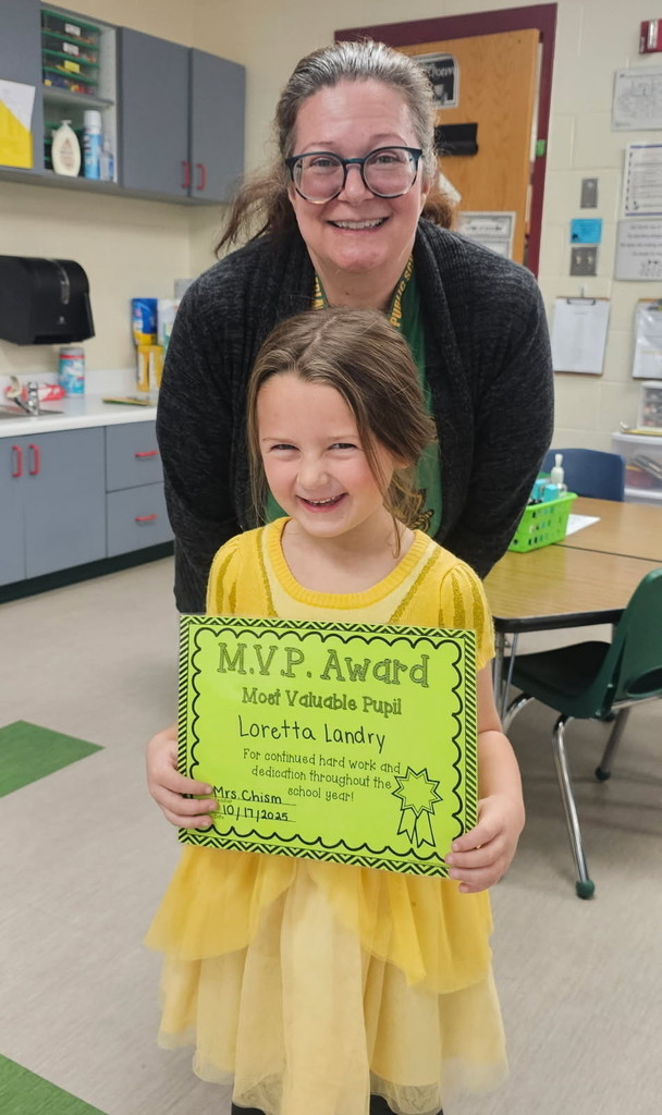 Congratulations to Loretta Landry for winning the MVP Award for Mrs. Chism's class at our Awards Assembly last week! 
