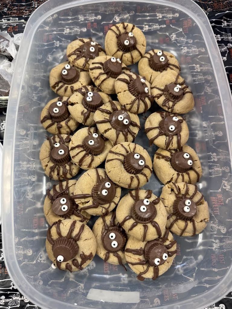 Cookies with chocolate spiders, prepared by ACE Downtown Students