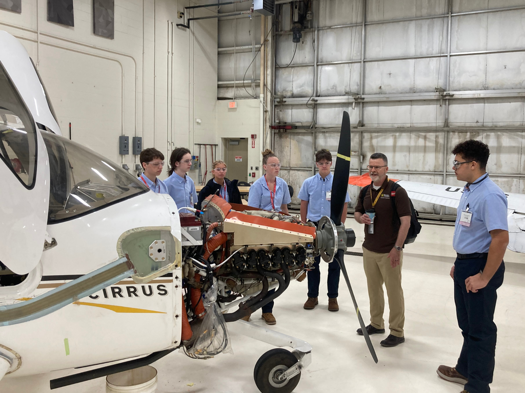 North Ed Career Tech Aviation Maintenance students touring Western Michigan University’s College of Aviation. 