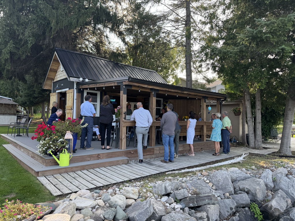 North Ed Foundation party at a lakeside cabin. 