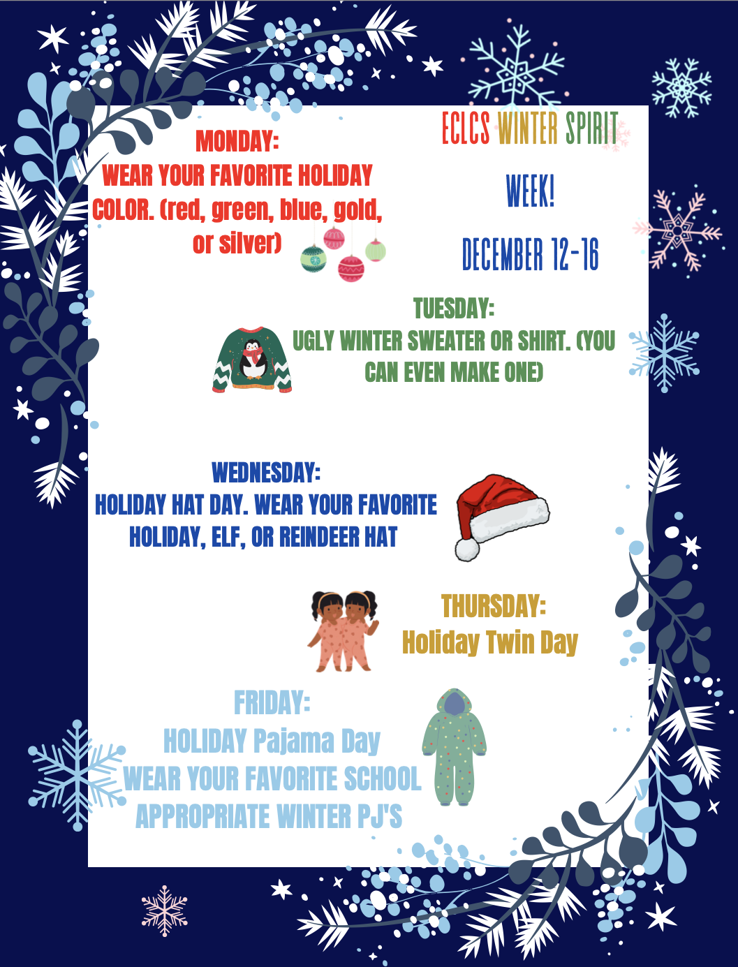 ECLCS Winter Spirit Week!